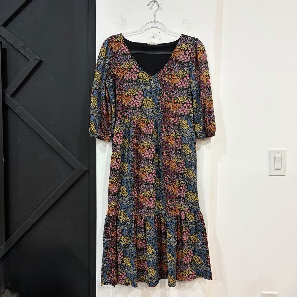 Jane and Delancey Floral Ruffle Hem Midi Dress Size Small